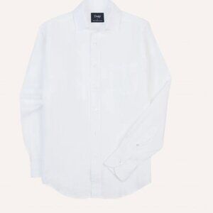 Drake's - White Linen Spread Collar Shirt - Size S